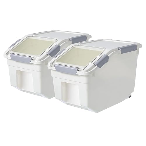 20Lb Food Storage Container with Scoop with Handle & Wheels (2 pack- 20 lb)