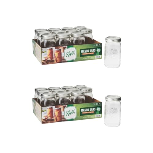 Wide Mouth Glass Mason Jars with Lids and Bands (Quart / 32 Ounce (Pack of 24))