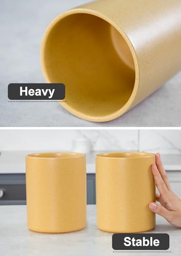 Ceramic Kitchen Utensil Holder for Countertop (Yellow Sand)