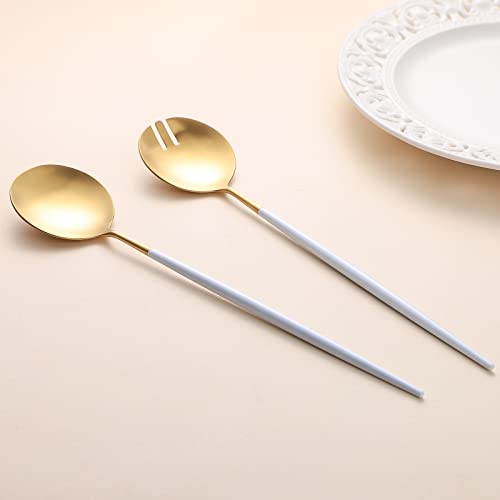 Salad Servers (White/Gold)