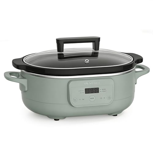 6 Quart Programmable Slow Cooker Removable Healthy Nonstick Pot (Olive)
