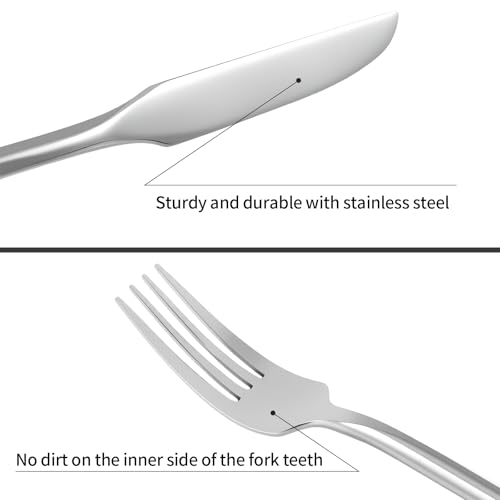Silverware Set with Hexagon Handle 20 Piece Service for 4 (Silver / 20 Pcs)