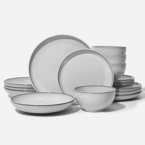 Stoneware Dinnerware Sets for 4 (Moonstone White / Set (16pcs))