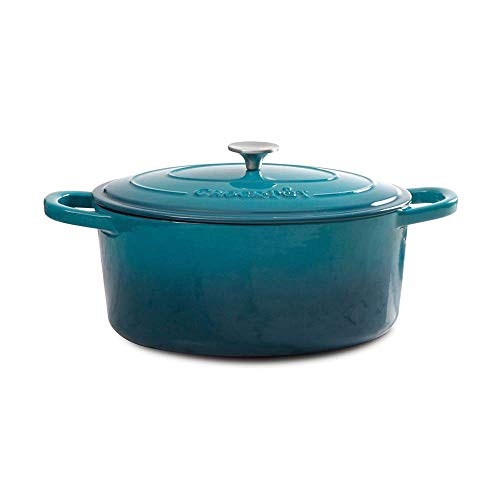 Artisan 5 Quart Round Enameled Cast Iron Dutch Oven (Teal Ombre / 5-Quart)
