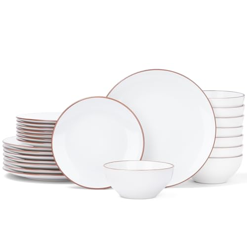 Ceramic Plates and Bowls Sets (White / Service for 8)