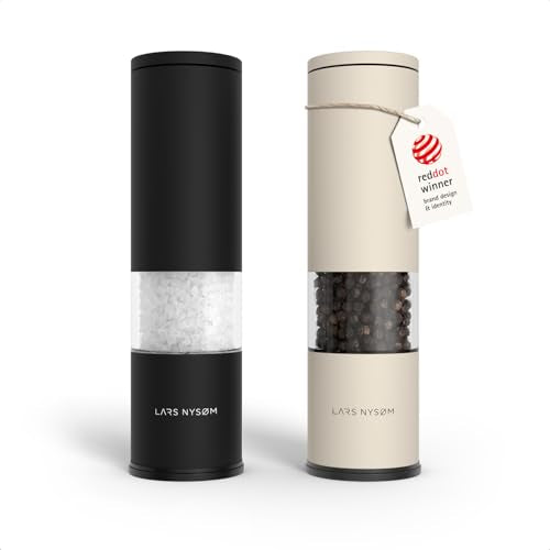 Salt and Pepper Grinder Set Manual (Carbon Black/Cream Beige / Set of two manual grinders)