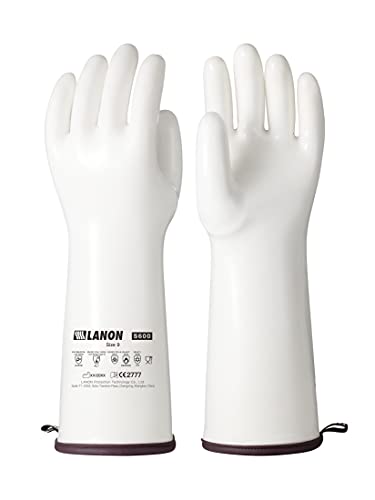 LANON 15" Liquid Silicone Oven Mitts (White Extra Long / L/9)