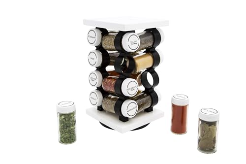 16 Jar Rotating White Spice Rack