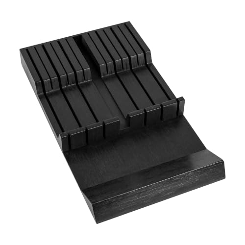 Bamboo Knife Drawer Organizer (Black / 12 Holder)