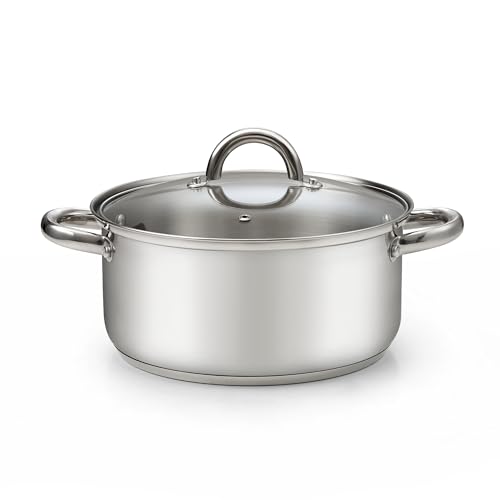 Basics 5.5 Quart Stainless Steel Stock Pot with Lid (5.5 Quarts / Silver)