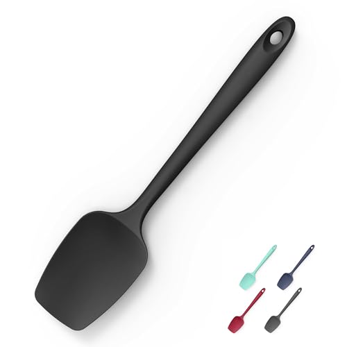 600°F Heat Resistant Silicone Large Spoon (11.4in (Spoon Spatula) / Black)