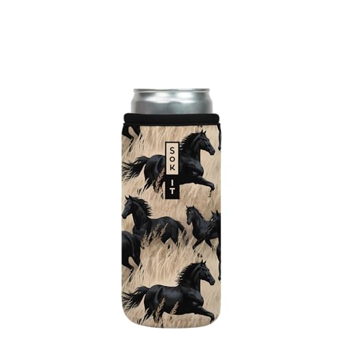CanSok Sleeve for Beer & Soda Insulated Neoprene Cover (Free Rein / 12oz Slim Can Sleeve)