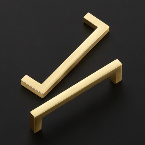 Brushed Gold Cabinet Handles Solid Cabinet Pulls 3 (Brushed Gold / Flat Black 3-3/4'' Hole Center)
