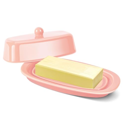 Standard Ceramic Butter Dish with Lid for Countertop (Pink / Standard)