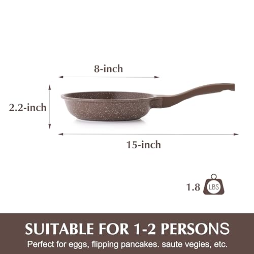 Nonstick Frying Pan Skillet (8 Inch / Toffee Brown)