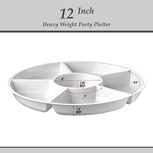 6 Sectional Round Plastic Serving Tray (White)