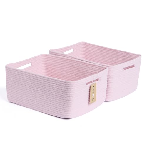 Large Storage Baskets for Shelves (2pcs-L17×W13×H7.5" / Light Pink)