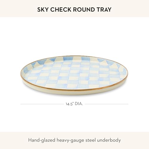 Enamel Round Tray (Sky Check)