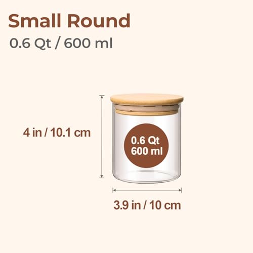 Glass Storage Containers with Lids 0.6 Qt (0.6 Qt x 6)