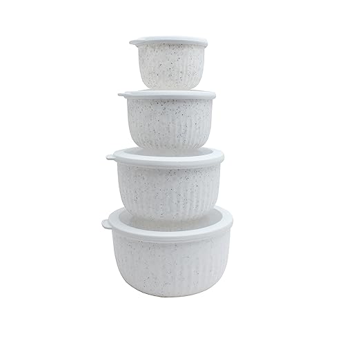 Prep Bowls with Lids (Speckled White / 8 Piece Set - Deep Bowls)