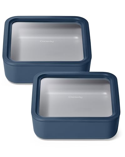 2 Piece Glass Food Storage Set with Lids (Navy / 10 Cup Food Storage (2x))
