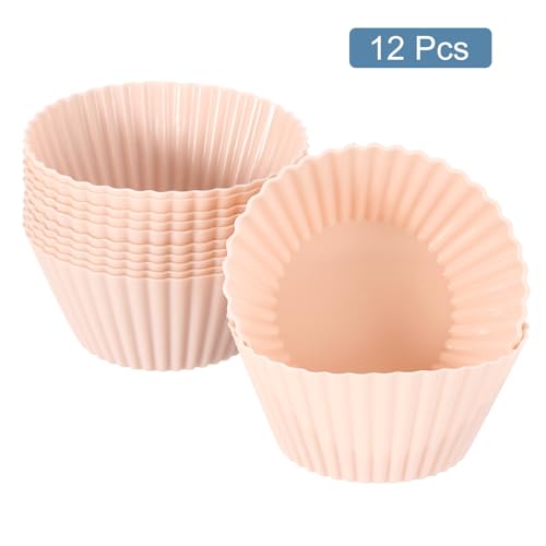 12Pcs Silicone Cupcake Liners (Nordic Pink / 2.8")