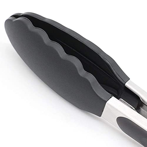 4 Pack Black Silicone Kitchen Tongs Set (Black)