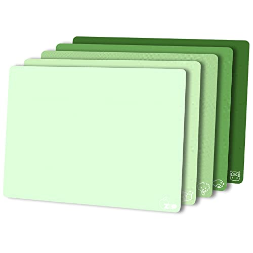 Plastic Cutting Board for Kitchen Set of 5 (Green)