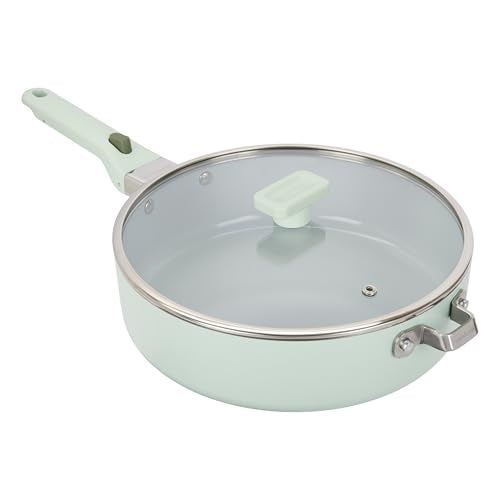 Ceramic Deep Saute Pan Skillet with Removable Handle & Lid