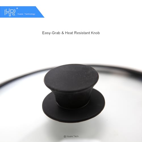 HR Huare Vented Tempered Glass Cookware Lid Black 1 Pack (12" / Black)