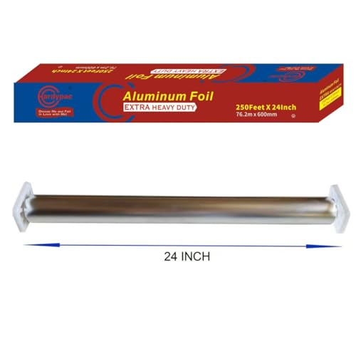 24 Inch Extra Wide Extra Heavy Duty Aluminum Foil Roll (500 Sq Ft)