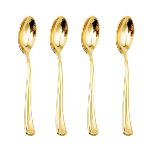 100 Pack Gold Plastic Spoons Disposable (Gold Spoons / 100)