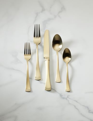 Portola Gold Satin 20 (20-Piece Flatware Set, Gold)