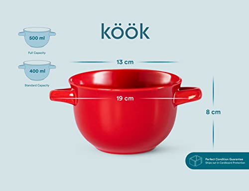 French Onion Soup Crocks with Lids & Handles (Red)