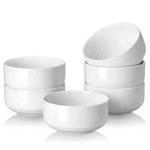 White Ceramic Bowls Set of 6 (22 oz)