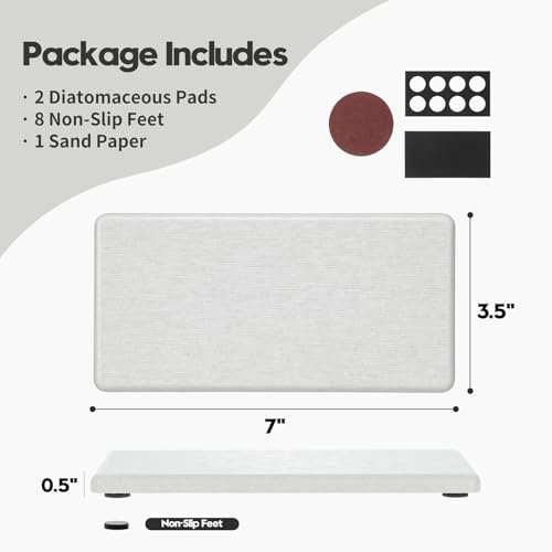 2PCS 7"x3.5" Water Absorbing Bathroom Sink Vanity Trays (2 Pack - Pearl Gray / 7" x 3.5")