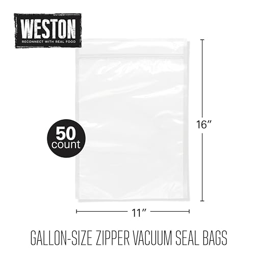 Vacuum Sealer Bags (50 count Resealable Zipper, Clear / 11" x 16" (Gallon))