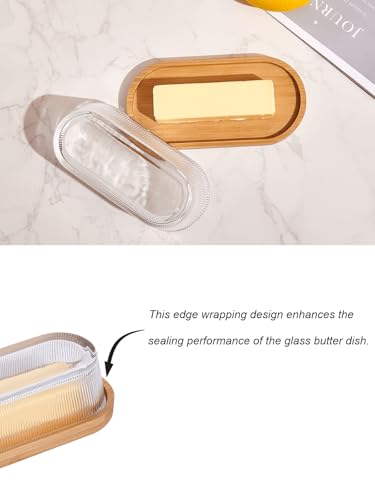 butter dish with lid (7.1"L x 3.6"W x 2.3"H - Bamboo)