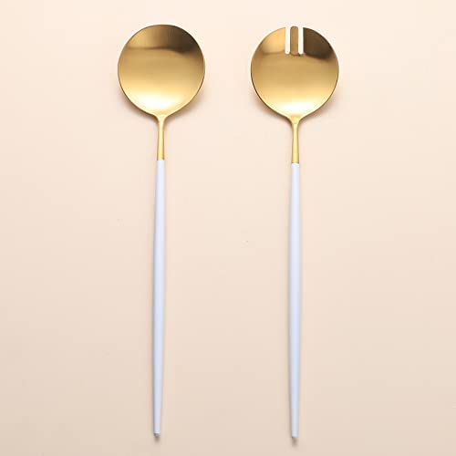 Salad Servers (White/Gold)