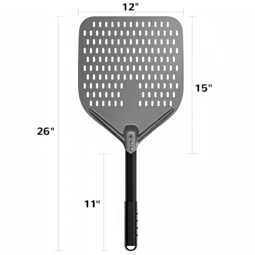 12 x 15 Inch Rectangular Aluminum Pizza Peel (12" - 26 inch overall)