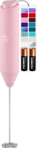 Powerful Milk Frother AA Batteries Included (New Pink / Compact Frother + Batteries)