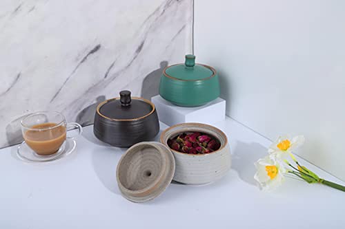Small Kitchen Ceramic Canister Storage Jar with Lid White (White)