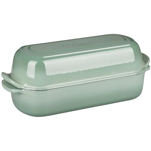 Enameled Cast Iron Loaf Pan with Lid (Sage Green)