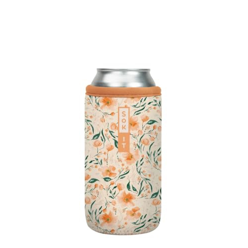 CanSok Sleeve for Beer & Soda Insulated Neoprene Cover (Blush Blossoms / 16oz Can Sleeve)