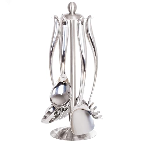 18 10 Stainless Steel Cooking Utensils Set with Holder (7 Count)