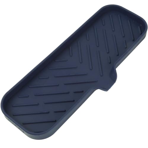 Silicone Soap Dish with Drain Spout (Navy Blue / L(12"×4"))