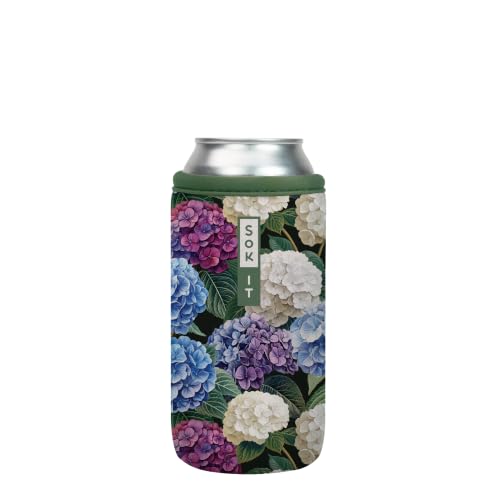 CanSok Sleeve for Beer & Soda Insulated Neoprene Cover (Hydrangea Garden / 16oz Can Sleeve)