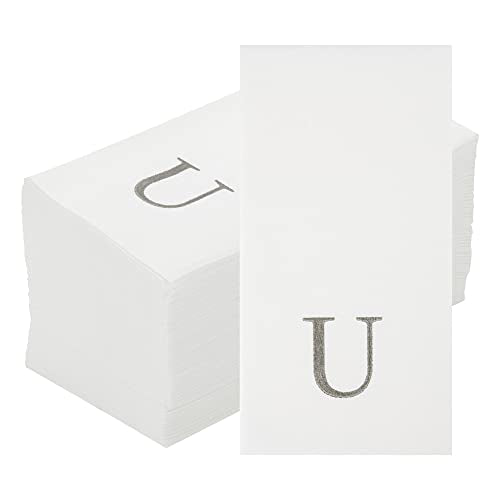 Silver U White Linen Feel Guest Towel Napkin (Silver / 2000 Count / U)