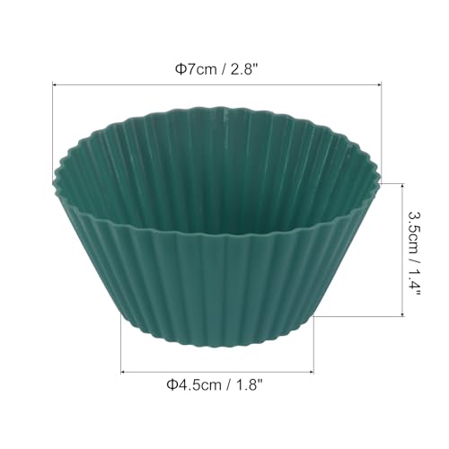 12Pcs Silicone Cupcake Liners (Deep Dark Green / 2.8")