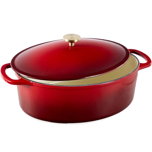 Oval 7.5 Quart Enamel Cast (Red / 7.5qt Oval)